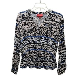 Jennifer Lopez Blouse Long Sleeves Size XS Multicolor 100% Rayón Waist Elastic.